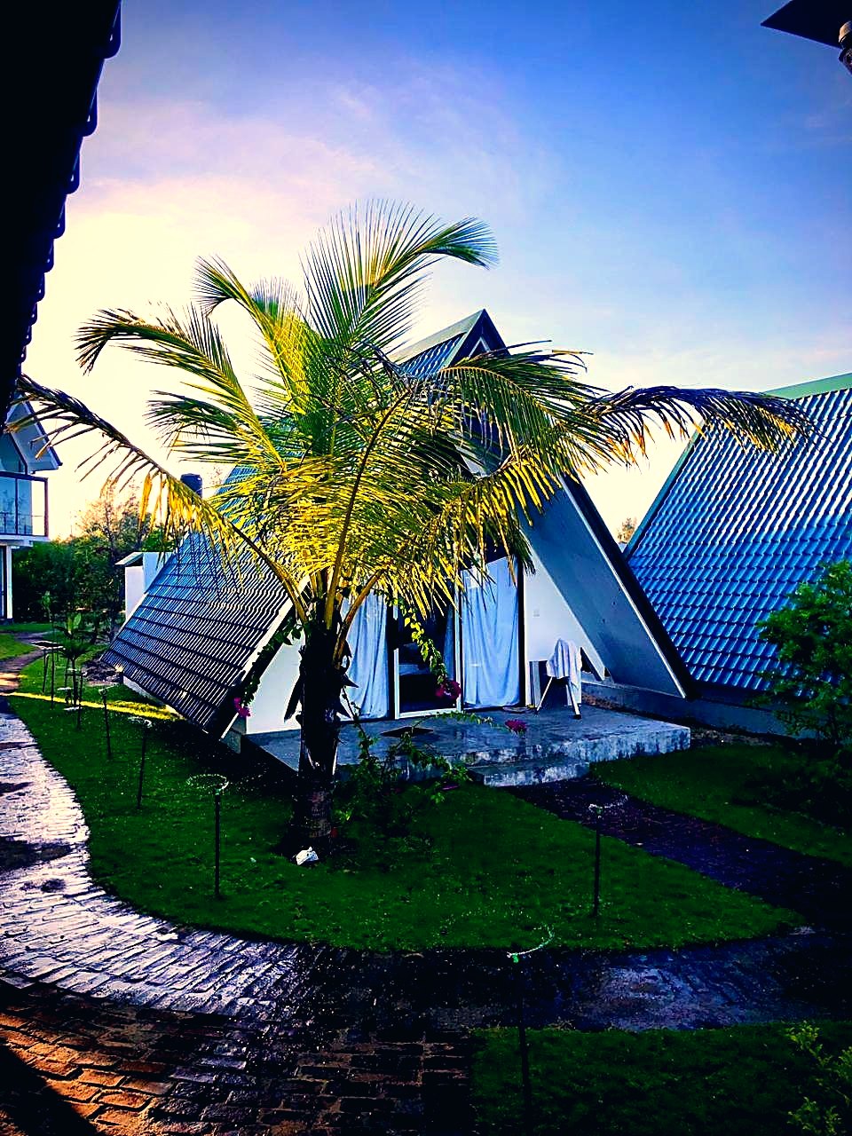 Family A-frame villa among the gardens
